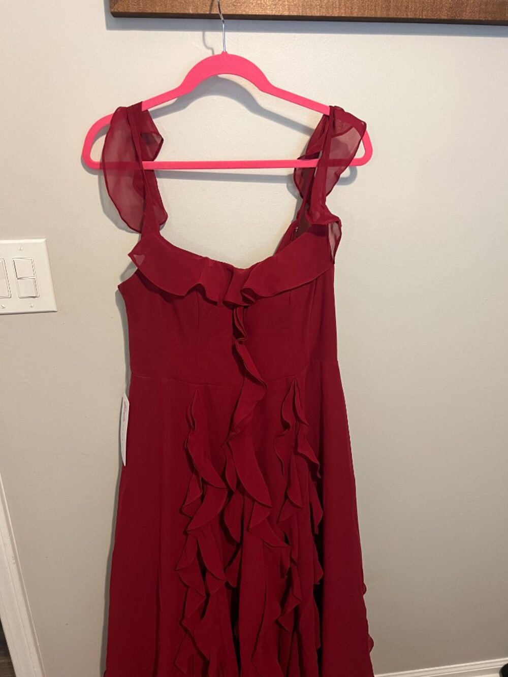 Barbie™  AZAZIE 1024 Burgandy A-Line with Pockets Chiffon Dress - Picture 4 of 5